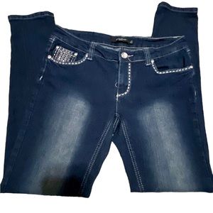 Boom Boom Jeans Dark Wash Paint Distressed Jeans Size 11